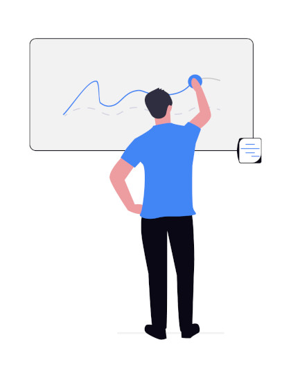 A man draws delivery prediction curve