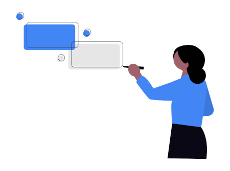 Woman begins drawing a process map