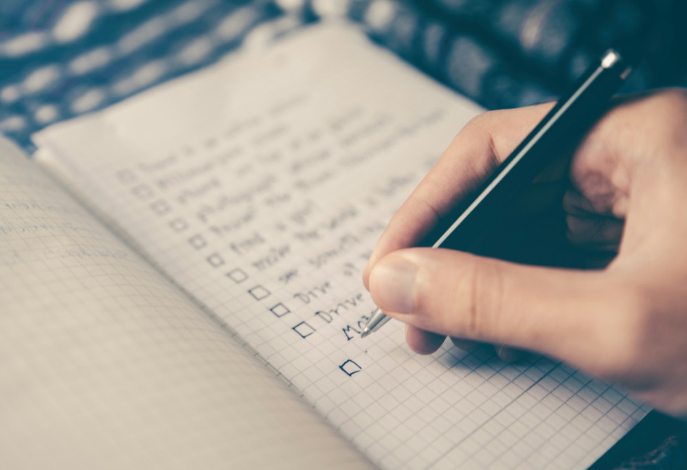 Checking-off to-do lists in a notebook