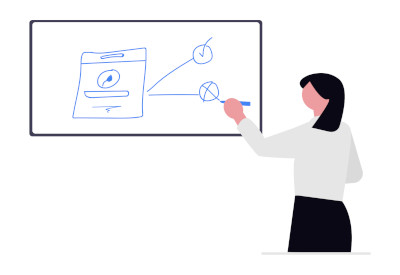 Woman designing visual signals format
