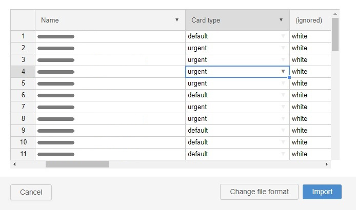 Import tasks - Choose the data type