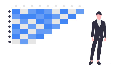 Man stands in front of a cohort analysis