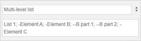 Multi-level list elements example - setup