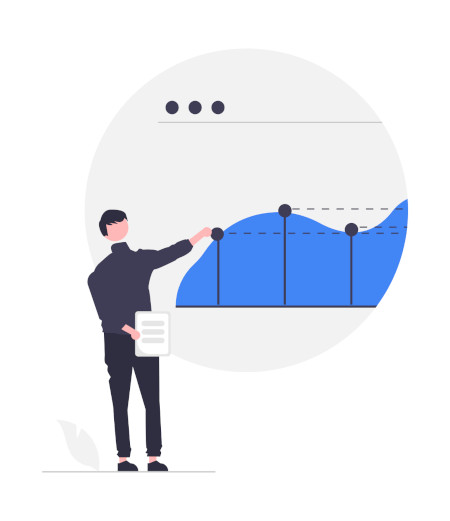 Man presenting a workflow diagram