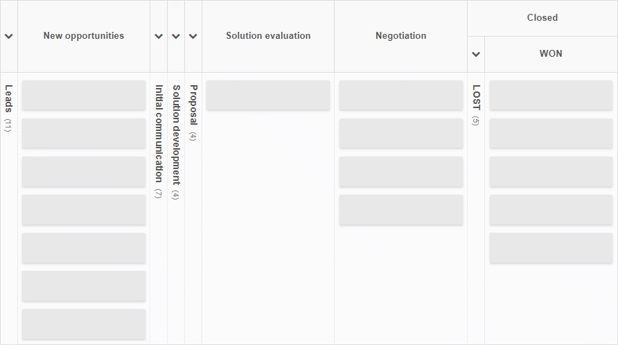 A sales pipeline Kanban board template in Kanban Tool