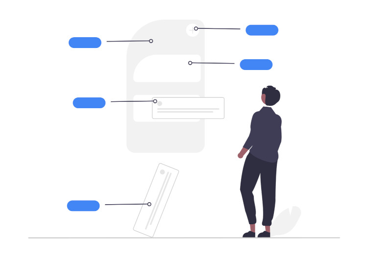Man looking at a value stream map in big format