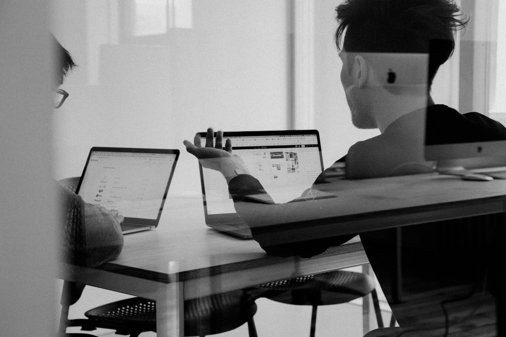 Colleagues working on laptops