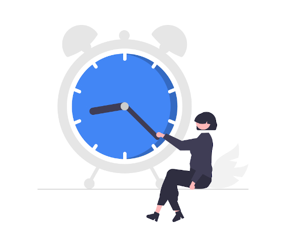 A woman and a clock