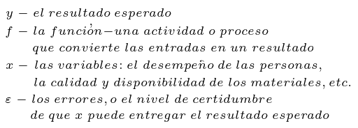Ecuación que Representa el Cambio en Seis Sigma - explicación