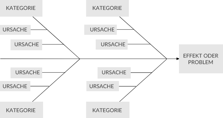 Ein Fischgrätendiagramm für die Ursachenanalyse