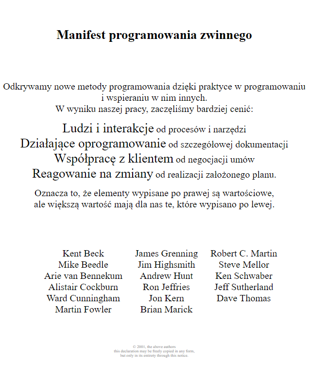 Manifest Programowania Zwinnego