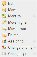 card popup menu